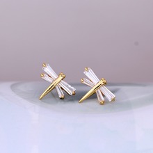 Pendientes de cristal austriaco con forma de libélula para mujer y niña, aretes pequeños, joyería 2024 - compra barato