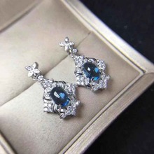 Natural Blue Topaz Drop Earrings 925 Sterling Silver Jewelry Fine Jewelry Wedding Anniversary for Women 2024 - buy cheap