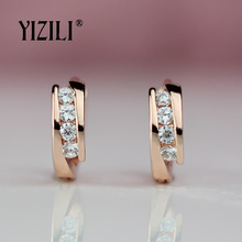 YIZILI hot sale 585 Rose Gold Earrings Round Natural Zircon Hanging Dangle Earrings Drop EarringFashion Jewelry Wedding A055 2024 - buy cheap