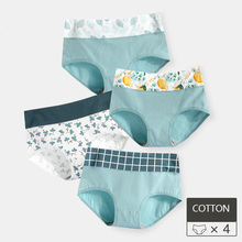 High Waist 4Pcs/set Panties Women's Cotton Underwear Cute Print Seamless Female Briefs Soft Breathable Lingrie Size XXL 2024 - buy cheap