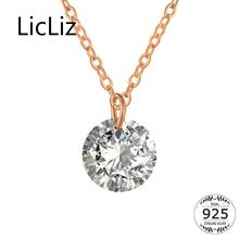 LicLiz New 925 Sterling Silver Small CZ Crystal Pendant Necklaces for Women Zircons Rose White Gold Necklace Link Chain LN0429 2024 - buy cheap