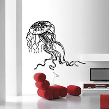 Pegatina de pared de medusas para decoración del océano, calcomanías de vinilo para decoración del hogar, sala de estar, baño, Mural Interior 3319 2024 - compra barato