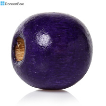 Doreen Box hot-  200 Violet Dyed Round Wood Spacer Beads 10x9mm (B11033) 2024 - buy cheap
