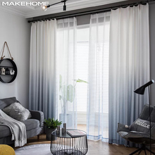 Cortinas tule cor degradê para quarto sala de estar cortinas modernas transparentes persianas tratadas voile customizadas 2024 - compre barato