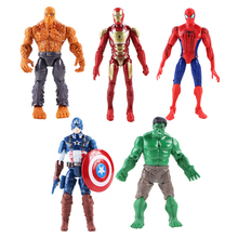 5 pçs/lote super heróis figuras de ferro homem hulk capitão américa spiderman a coisa modelo brinquedos 2024 - compre barato
