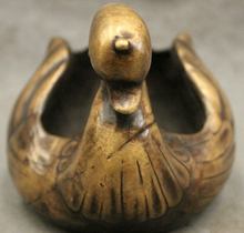 Song voge gema S2347 FengShui chino bronce cobre JiXiang pato ganso cabeza estatua arte caja Cenicero 2024 - compra barato