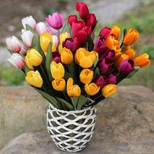 Novo buquê de flores tulipas falsas, 9 flores artificiais de seda com toque real para decoração de festas de casamento em casa e escritório 2024 - compre barato