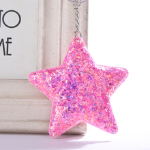 Trendy Five Star Keychain Glitter Sequins Key Chain Gifts for Women Car Handbag Accessories Key Ring 2024 - buy cheap