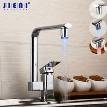 JIENI-grifo giratorio de latón cromado para baño y cocina, grifería Led de agua, grifo de fregadero, mezclador torneira, 360 2024 - compra barato