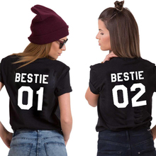 Футболка Best Friends BFF женская с принтом, хлопковая модная шикарная рубашка с надписью «Best Friends BFF», футболка с надписью «Bestie 01 02» 2024 - купить недорого