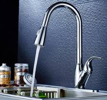 kitchen basin chrome brass pull out faucets, single handle sink mixer tap can be rotated, hot and cold kitchen tap 2024 - buy cheap