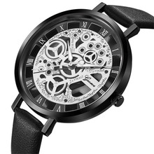 Женские наручные часы-скелетоны, аналоговые кварцевые наручные часы с кожаным ремешком, 2019 2022 - купить недорого