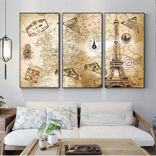 3 PCS Vintage World Map Posters Wall Art Canvas Painting Prints Modern Europe Traveling Map Modular Cuadros Picture Wall  Decor 2024 - buy cheap