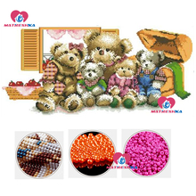 diy  beaded cross stitch beads embroidery Bear family beadwork home decor crafts needlework kits accessories pearl embroidery 2024 - buy cheap