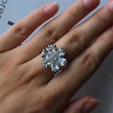 Fashion Big White Flower Zircon Party Ring Cute Female Silver Color Finger Ring Simple Love Wedding Promise Rings For Women 2024 - buy cheap