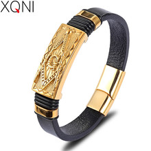 Xqni vários estilos pulseira masculina padrão animal pulseira significado comemorativo pulseira de couro genuíno pulseiras masculinas 2024 - compre barato