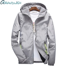 Grandwish jaqueta masculina de verão, casaco quebra-vento sólido fino com capuz casual tamanho grande da686 2024 - compre barato