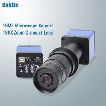 Microscópio digital com câmera de montagem c, 16mp, full hd, 1080p, 60fps, hdmi, usb, cartão tf, gravador de vídeo + lente de montagem c 180x 2024 - compre barato