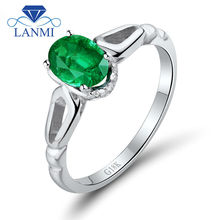 Engagement Fine Jewelry Design Oval 5x7mm Natural Emerald 18K White Gold Good Gemstone Promise Wedding Ring WU260 2024 - buy cheap