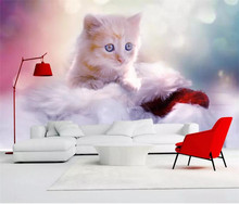 Custom Any Size 3D Wall Mural Wallpaper Cute Cat Children Room Bedroom Photo Background Wall Decoration Non-woven Wall Covering 2024 - buy cheap