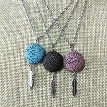 Leaf 12 COLORS Aroma Colorful Lava Stone Pendant DIY Aromatherapy Essential Oil Diffuser Necklace Jewelry Long Chain ACC Women 2024 - buy cheap