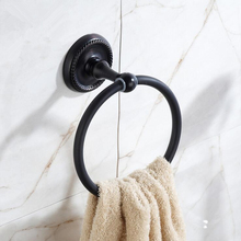 Anillo de toalla negro para baño, soporte de toalla montado en la pared, gancho, accesorios para el hogar, diseño lujoso 2024 - compra barato