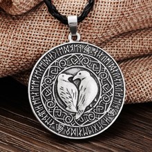 LANGHONG 1pcs Norse Vikings Pendant Necklace Valknut Raven RUNE PENDANT Knot Viking Amulet Pendant Necklace Nordic Talisman 2024 - buy cheap