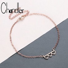 Chandler Three Heart Bracelets Dainty Love Charm Bangle For Women Girls the Best  For Her Femme Stainless Steel 2024 - buy cheap