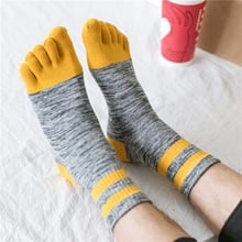 3 Pairs Men's Winter Thick All Cotton Five Fingers Socks Toes Colorful Men's Socks 2024 - buy cheap