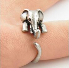 2016 Arrival Women Elephant Animal Wrap Ring in Antique Silver and Bronze color for Woman Unique Rings 2024 - buy cheap