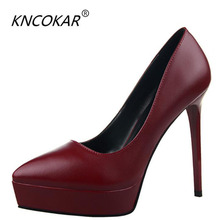 Kncokarfashion-zapatos de tacón ultradelgado para mujer, calzado de punta estrecha, con plataforma impermeable, simple, atractivo sexual 2024 - compra barato