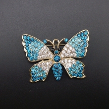 1 шт., Модная элегантная женская Золотая булавка в виде бабочки с кристаллами: BH7533 2024 - купить недорого