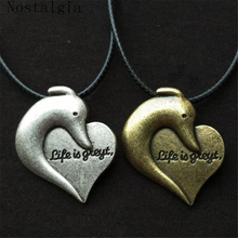 Cute Greyhound Love Heart Necklace Life Is Greyt Necklaces Pendants Valentine's Day Gift for Greyhound Lover Italian Galgo Charm 2024 - buy cheap