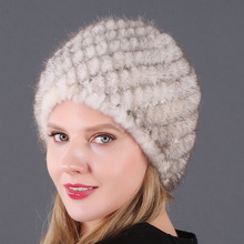 New Winter Women Hat Fur Pineapple Hats Fashion Mink Cashmere Beanie Thicken Knitting Headwear Warm Cotton Cap for Lady 2024 - buy cheap