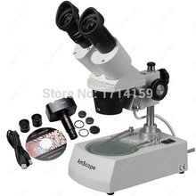 Microscópio hobbyist-amscope fornece 10x-20x-30x-60x microscópio estéreo + câmera usb 1.3mp 2024 - compre barato
