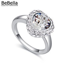 BeBella-Anillo de dedo de cristal para mujer, piedra de corazón, hecho con Elementos Swarovski en 5 colores de piedra 2024 - compra barato