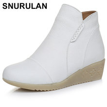 SNURULAN Winter Shoes Plush Ankle Boots Women Flat Casual Short Boots Rubber Round Toe Genuine Leather Boots Ladies Big SizeE234 2024 - buy cheap