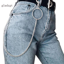 65cm Long Metal Wallet Belt Chain Rock Punk Trousers Hipster Pant Jean Keychain Silver Ring Clip Keyring Men's HipHop Jewelry 2024 - buy cheap