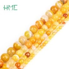 4 6 8 10mm Beading Stripe Natural Stone Dyed Orange Round Ball Beads for DIY Earring Necklace Bracelet Jewelry Making Handmade 2024 - buy cheap