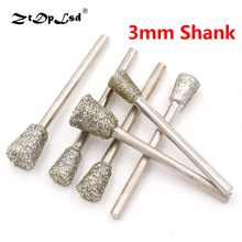 ZtDpLsd 1PCS 3.0mm Shank Diamond Grinding Head Needle Bits Burrs Metal Stone Jade Engraving Carving K5 Drill Bit Emery Mounted 2024 - buy cheap