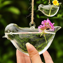 Frete grátis! Liberdade criativa forma de pássaro hidropônico hangable vaso flor vidro vaso flor casamento & decoração casa l tamanho f1028 2024 - compre barato