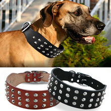 Genuine Leather Dog Collar for Large Dogs Cool Rivets Studded Spiked Pet Collar for Pitbull Mastiff Boxer XS S M L Black Brown 2024 - buy cheap