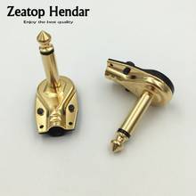 100Pcs Brass Gold Plated 6.35 mm 2Pole Mono Jack Right Angle L Type Plug 6.35mm Speaker Audio Guitar Phono Pancake 1/4 Connector 2024 - buy cheap