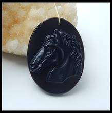 Carved Natural Stone Obsidian Horse Head Sweater Pendant 60x45x8mm 27g semiprecious Stone Best Gift For Man Pendant 2024 - buy cheap