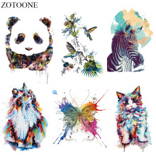 Zotoone adesivo aquarela animal para roupas, transferências para diy, camiseta térmica, gato, borboleta, pássaros, aplique de roupas 2024 - compre barato