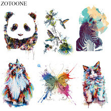 ZOTOONE Watercolor Animal Patch Iron On Transfers For Clothes Diy T-shirt Thermal Cat Butterfly Bird Patches Clothing Applique E 2024 - buy cheap