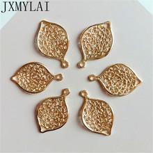 10 PCS 17mm*26mm Fashion Metal Alloy KC Gold Leaves Pendant Connectors Charm DIY Jewelry Accessories 2024 - buy cheap