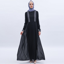 Женское шифоновое платье с вышивкой, длинное платье-кимоно в мусульманском стиле 2024 - купить недорого