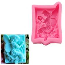 3D Silicone Beautiful Angel flower Mold Cookware Dining Bar Non-Stick Cake Decorating fondant soap mold G081 2024 - buy cheap