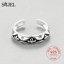 SMJEL 100% Sterling Silver Cross Ring for Men Woman Black Color Cool Male Casual Remove Design  Silver Jewelry 2024 - buy cheap